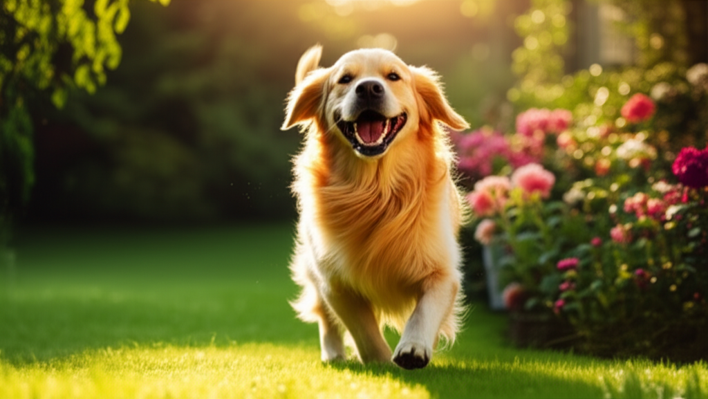 Happy pet in garden